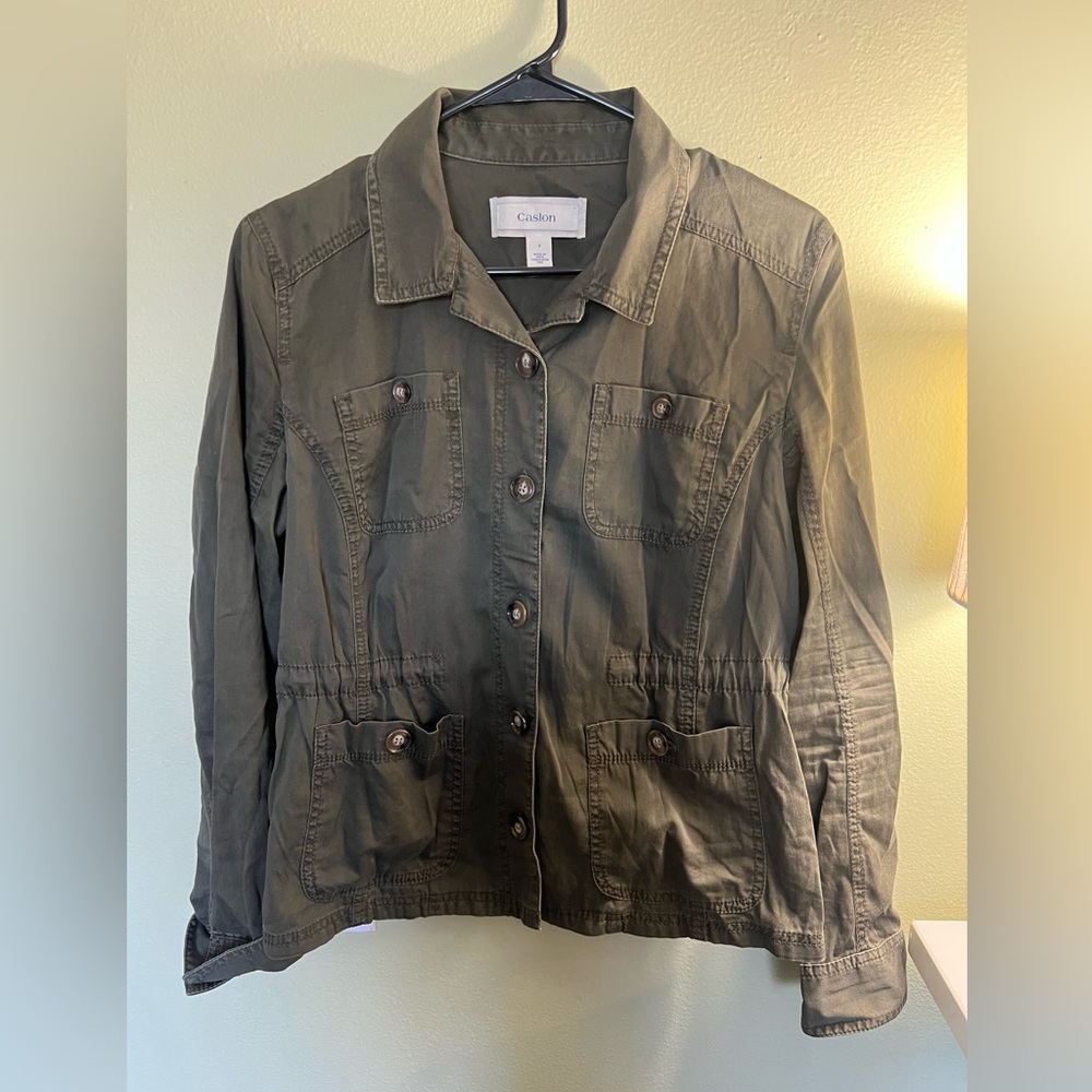 Army Green Waist-Cinched Shirt